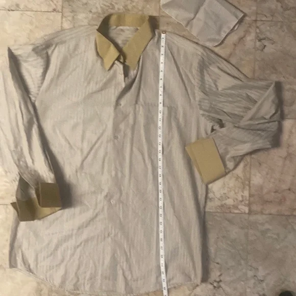 dress shirt handkerchief Vintage Reworked Dress Shirt: MCM Handkerchief Patchwork, French Cuffs